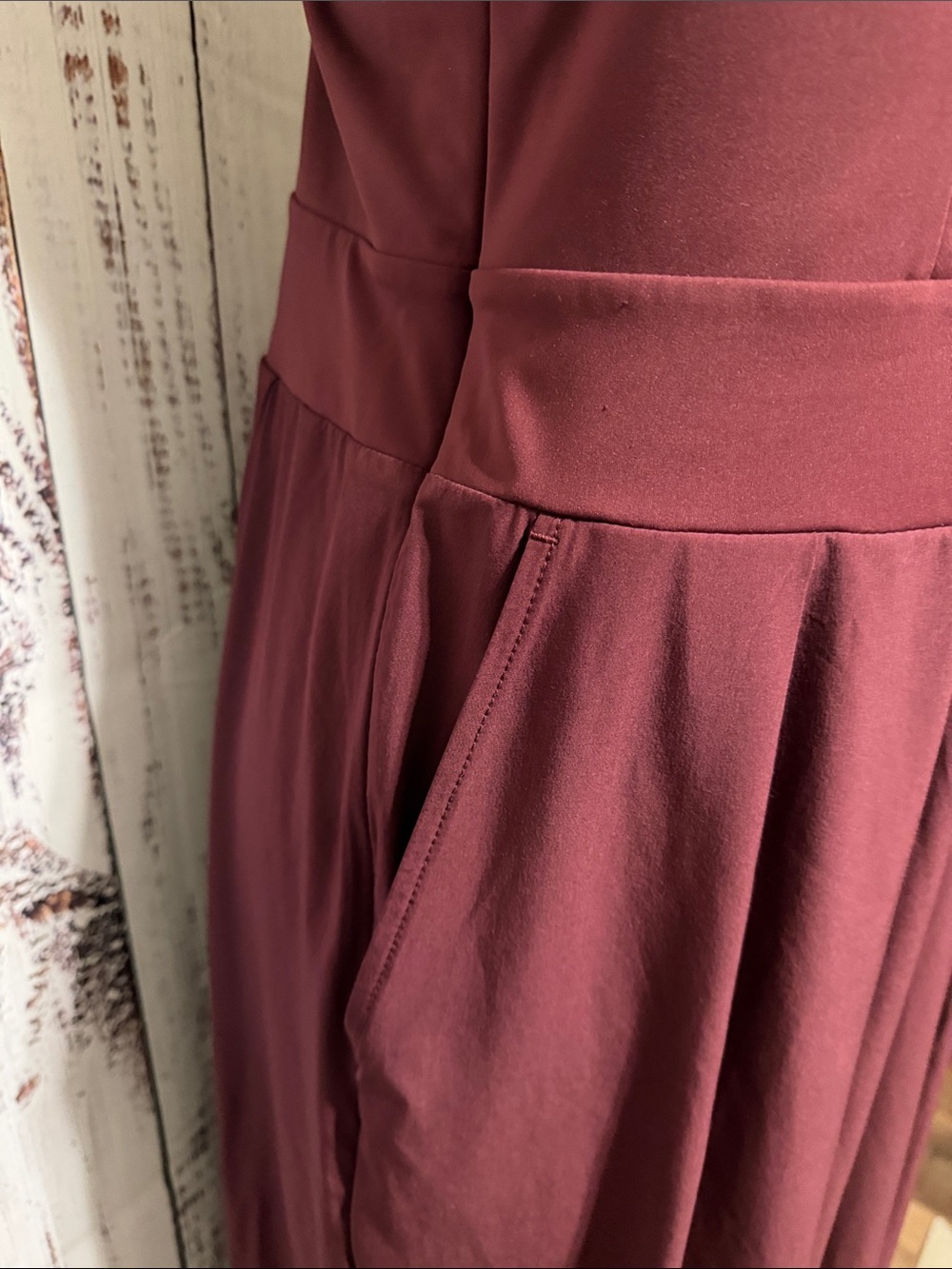 HALARA Wine Red Spaghetti-Strap Wide Leg Jumpsuit - Picture 7 of 8